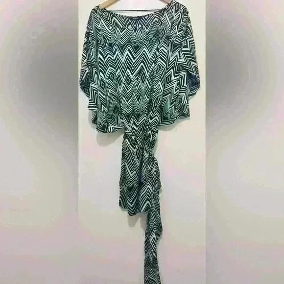 Express Silk Blouson Dress, Women’s Size Small, Geometric Black & Cream, Y2K - Picture 4 of 16